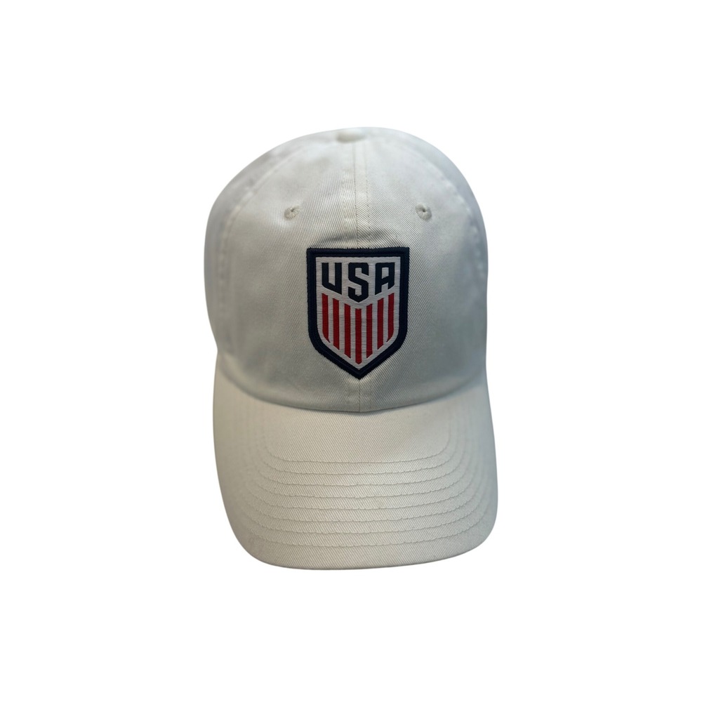 Nike US Soccer Club Cap White Adjustable Hat USMNT USWNT Crest FB6474-100